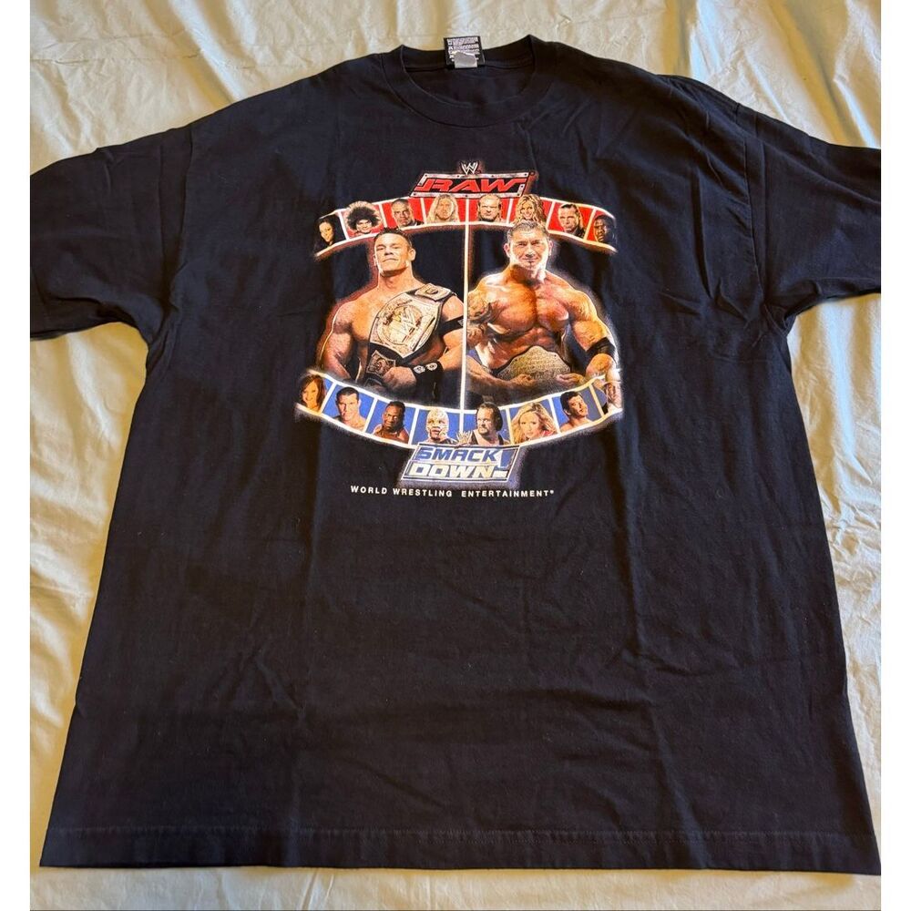 WWE Size 2XL Smackdown Raw T-shirt Black Undertaker Guerrero Orton Cena Y2K